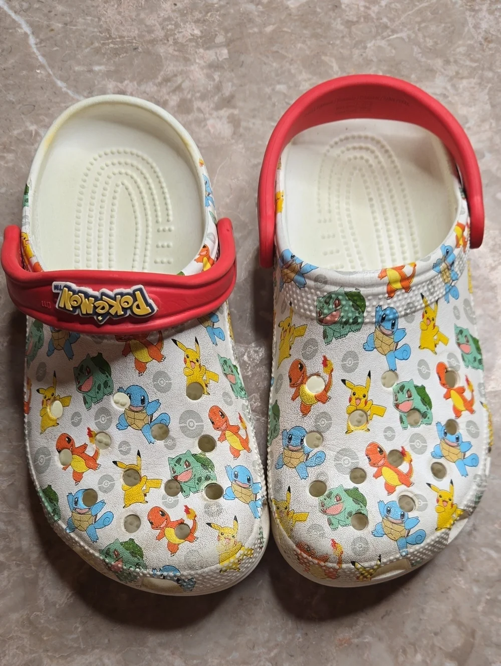CROCS Kids' White Pokémon Clogs with Red Strap